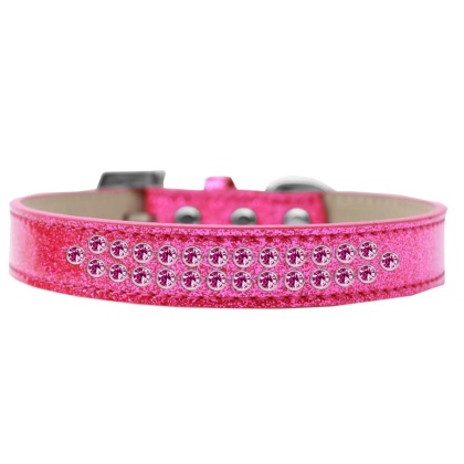 Two Row Bright Pink Crystal Size 12 Pink Ice Cream Dog Collar
