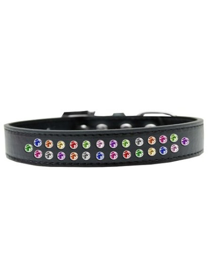 Two Row Confetti Crystal Size 12 Black Dog Collar