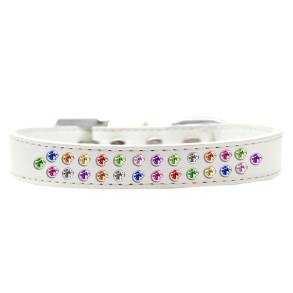 Two Row Confetti Crystal Size 12 White Dog Collar