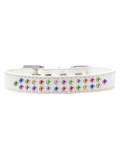 Two Row Confetti Crystal Size 12 White Dog Collar