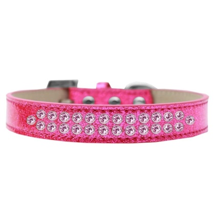 Two Row Light Pink Crystal Size 12 Pink Ice Cream Dog Collar