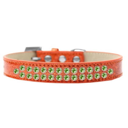 Two Row Lime Green Crystal Size 12 Orange Ice Cream Dog Collar