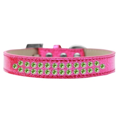 Two Row Lime Green Crystal Size 12 Pink Ice Cream Dog Collar