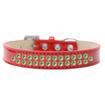 Two Row Lime Green Crystal Size 12 Red Ice Cream Dog Collar