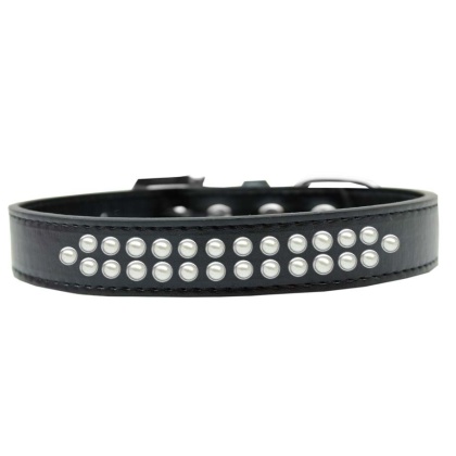 Two Row Pearl Size 12 Black Dog Collar