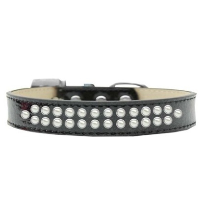 Two Row Pearl Size 12 Black Ice Cream Dog Collar