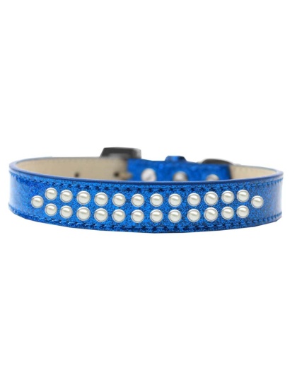 Two Row Pearl Size 12 Blue Ice Cream Dog Collar