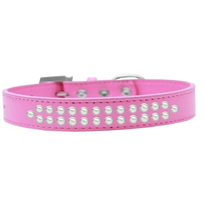 Two Row Pearl Size 12 Bright Pink Dog Collar