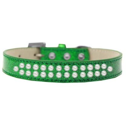 Two Row Pearl Size 12 Emerald Green Ice Cream Dog Collar