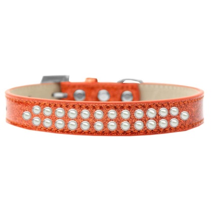 Two Row Pearl Size 12 Orange Ice Cream Dog Collar