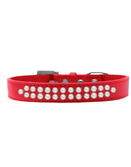 Two Row Pearl Size 12 Red Dog Collar