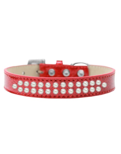 Two Row Pearl Size 12 Red Ice Cream Dog Collar
