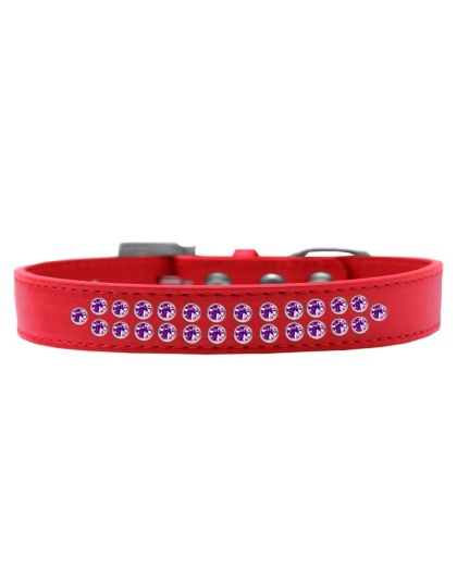 Two Row Purple Crystal Size 12 Red Dog Collar