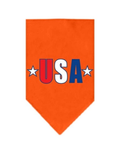 USA Star Screen Print Bandana Orange Large