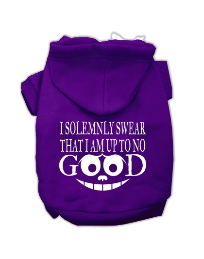 Up to No Good Screen Print Pet Hoodies Purple Size Lg
