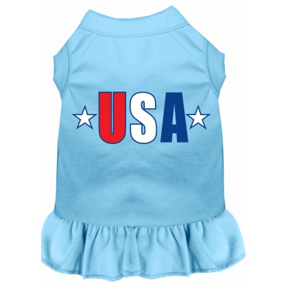 USA Star Screen Print Dress Baby Blue 4X (22)