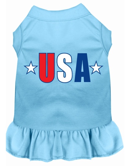 USA Star Screen Print Dress Baby Blue 4X (22)