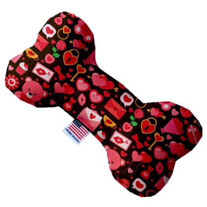 Valentines Day Bears 10 inch Canvas Bone Dog Toy