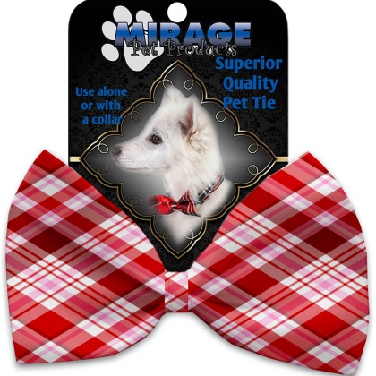 Valentines Day Plaid Pet Bow Tie