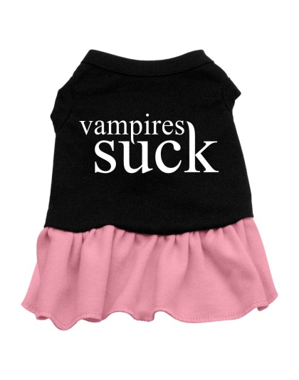 Vampires Suck Screen Print Dress Black with Pink Lg