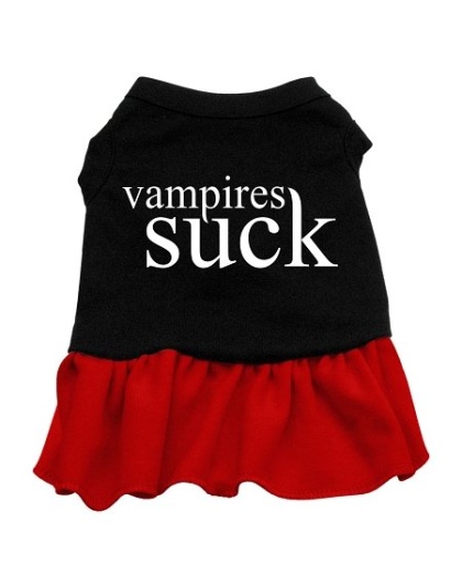 Vampires Suck Screen Print Dress Black with Red Lg