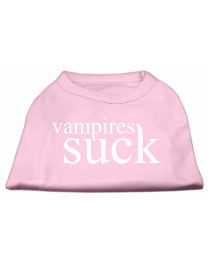 Vampires Suck Screen Print Shirt Light Pink L