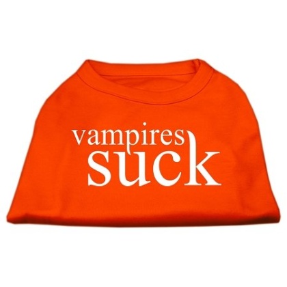 Vampires Suck Screen Print Shirt Orange Lg