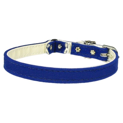 Velvet 3/8" Plain Cat Collar w/ Band Blue 10