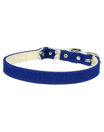 Velvet 3/8" Plain Cat Collar w/ Band Blue 10