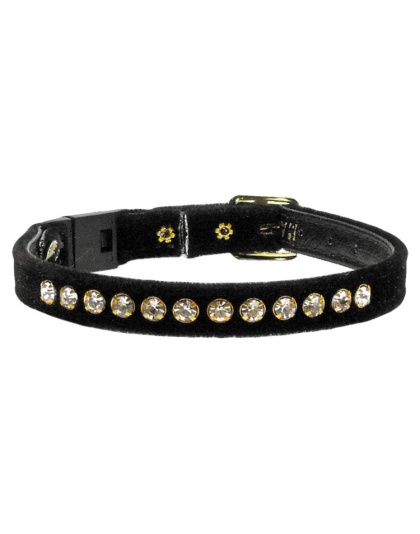 Velvet Breakaway Cat Collar Black 10