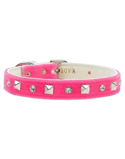 Velvet Crystal and Pyramid Collars Pink 10