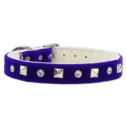 Velvet Crystal and Pyramid Collars Purple 10