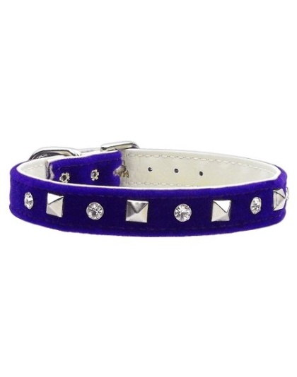 Velvet Crystal and Pyramid Collars Purple 10