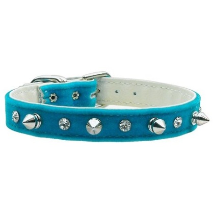 Velvet Crystal and Spike Collars Turquoise 10