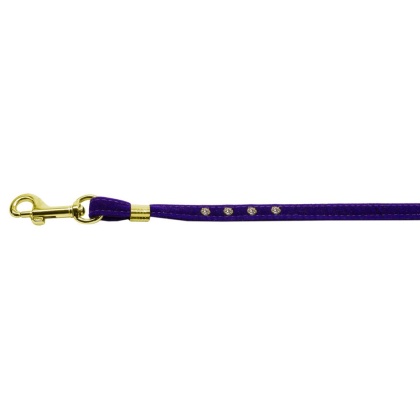 Velvet Flat Leash Purple 3/8 Clear Jewel Leash