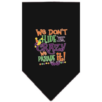 We Don't Hide the Crazy Screen Print Mardi Gras Bandana Black Large