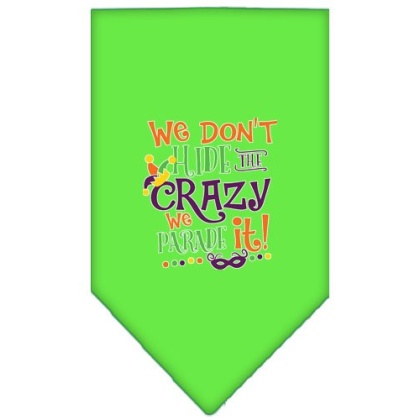 We Don't Hide the Crazy Screen Print Mardi Gras Bandana Lime Green Large