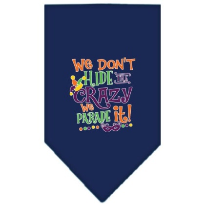 We Don't Hide the Crazy Screen Print Mardi Gras Bandana Navy Blue large