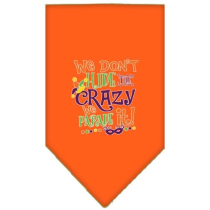 We Don't Hide the Crazy Screen Print Mardi Gras Bandana Orange Large