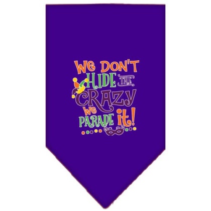 We Don't Hide the Crazy Screen Print Mardi Gras Bandana Purple Large