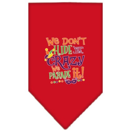 We Don't Hide the Crazy Screen Print Mardi Gras Bandana Red Large