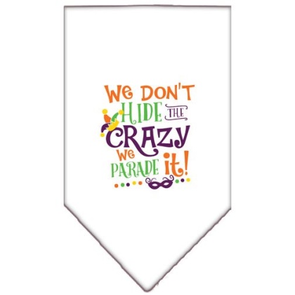 We Don't Hide the Crazy Screen Print Mardi Gras Bandana White Large