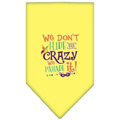 We Don't Hide the Crazy Screen Print Mardi Gras Bandana Yellow Large