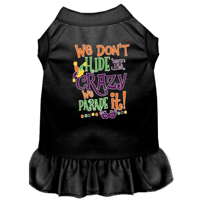 We Don't Hide the Crazy Screen Print Mardi Gras Dog Dress Black 4X