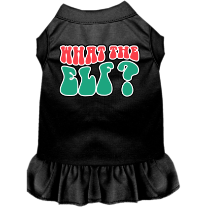 What the Elf Screen Print Dog Dress Black Size XS
