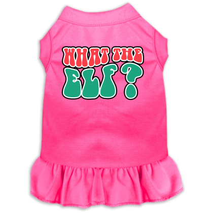 What the Elf Screen Print Dog Dress Bright Pink Size XS