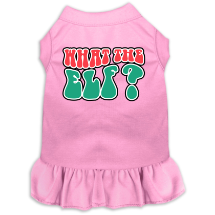 What the Elf Screen Print Dog Dress Light Pink Size XS