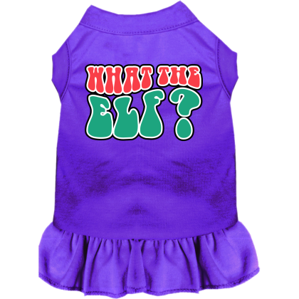 What the Elf Screen Print Dog Dress Purple Size XS