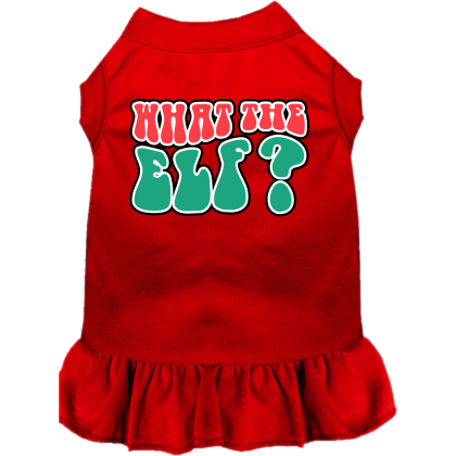 What the Elf Screen Print Dog Dress Red Size XS