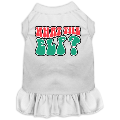 What the Elf Screen Print Dog Dress White Size XS